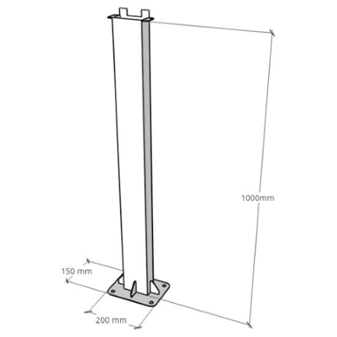 SUPPORTO MONTAGGIO A TERRA PER WALLBOX 7KW ZCS PILLAR METAL SUPPORT